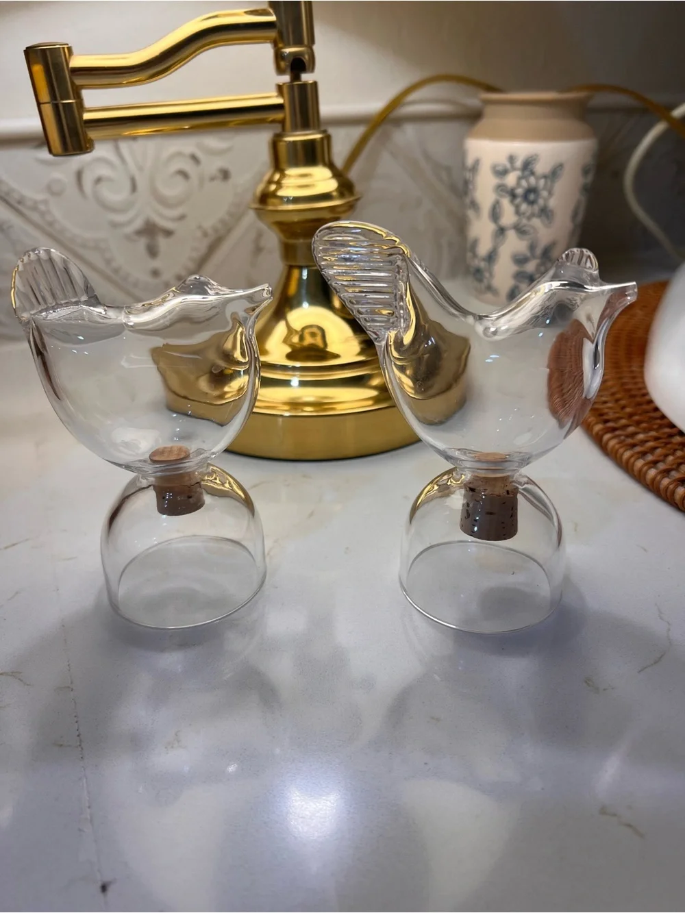 Vintage 1970s Nuutajärvi Kerttu Nurminen Glass Bird Salt & Pepper Shakers